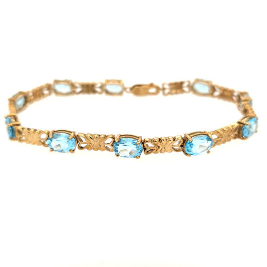 Pre Owned 9ct Blue Topaz Set Braclet ZU771